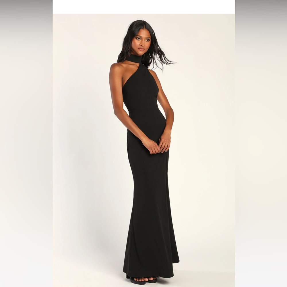 Lulu’s Keep It Interesting Asymmetrical Cutout Halter Dress
